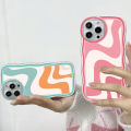BILI for Realme 3 Back Cover With Free Ring Holder Multicolor Wavy Soft Transparent Colorful Wavy Phone Cases. 