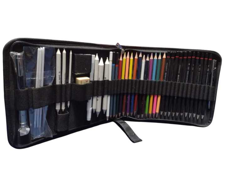 New%2041pcs%20Professional%20Sketch%20and%20Drawing%20pencils%20set%20kit%20in%20fabric%20pouch,%20Charcoal%20Pencil%20blenders%20erasers%20paper%20cutter%20KS%20-%20Image%203