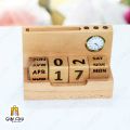 Gift City Presents Wooden Table Calendar with Clock and Pen + Visiting Card + Mobile Holder For Office. 