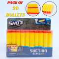 Nerf Bullets Dart Gun Game - Pack of 20 Suction Sponge Soft Smooth Safe Vacuum Silicone Foam Bullets for Toy Bullets For Gun = Soft Darts  -Airguns by WINTOYS. 