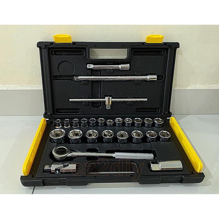 Stanley  Socket Set 1/2 SQ . DR 27 Pcs - 12 PT Met