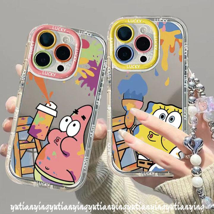 Cute Patrick Star Spongebob Case for Infinix Tecno Spark GO 2024 20C 20 Note 40 Smart 8HD 8Pro Pop 8 Plus Camon 20 Pro Hot 40i 30i 9 Play 40 Pro Luxury Bracelet Make Up Case