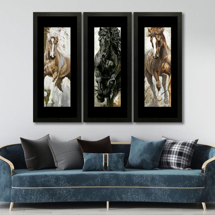 Set of 3 Horses paintings Wall Art Hanging Frames, Collage Frames for Wall Décor – Raqeeq BF114