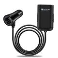 HMQ-C801 1.8m 8A Max 4 Ports USB Car Charger with Extending USB HUB for Front & Back Seat Charging (Black). 