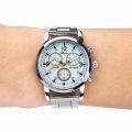 Men's Silver Chain & White Dial Business Watch With Advance Functionality Latest Analog Watch. 