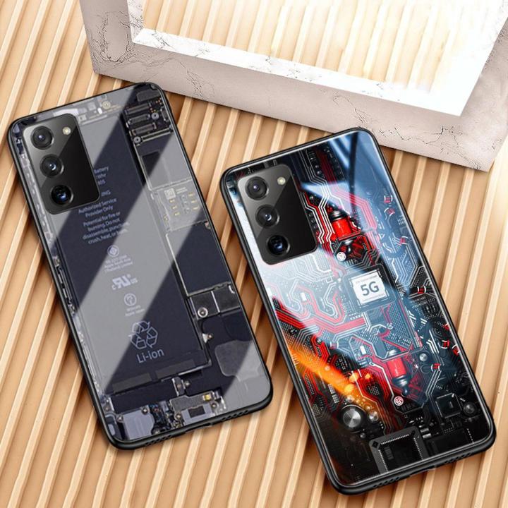 For Samsung Galaxy S20 Plus Case Explorer Version Theme Back Cover Tempered Glass Protector Back Cover for Samsung S20 Plus Back Cover Clear Circuit Board Design Full Coverage For s