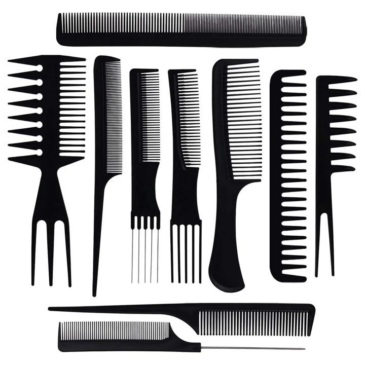 10 Piece Professional Black Hair Styling Comb Set
