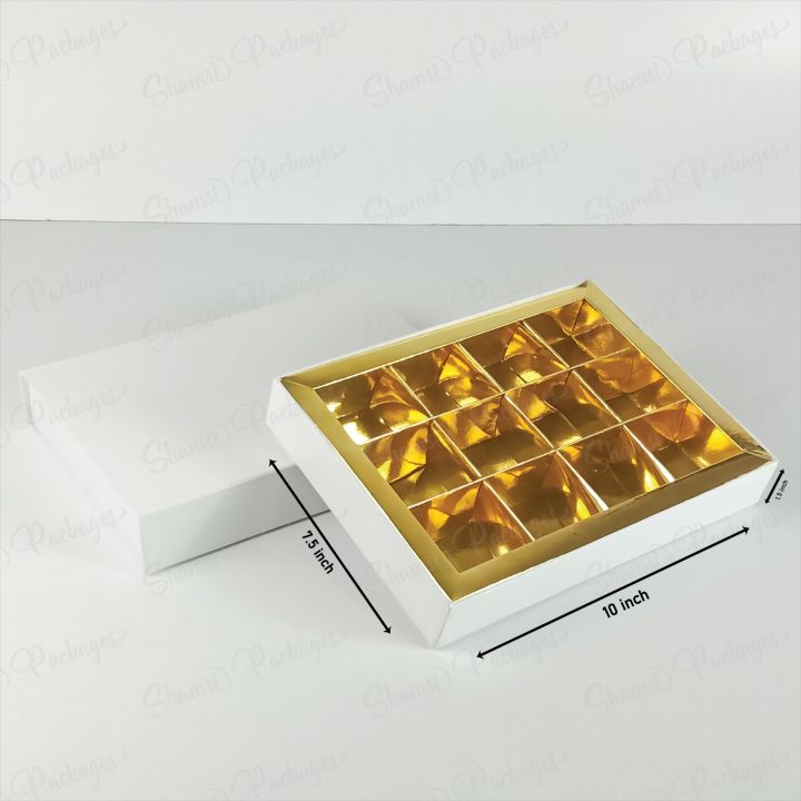 Premium White Sweet box |Top Bottom Rigid Box With 12 Cavity | 10x7.5x1 ...