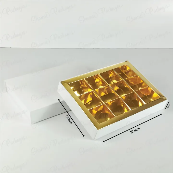 Premium White Sweet box |Top Bottom Rigid Box With 12 Cavity | 10x7.5x1 ...