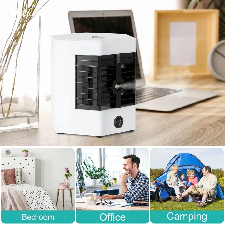 Small Cular Mini Portable Air Cooler, Personal Space Cooler Easy to fill water and ...