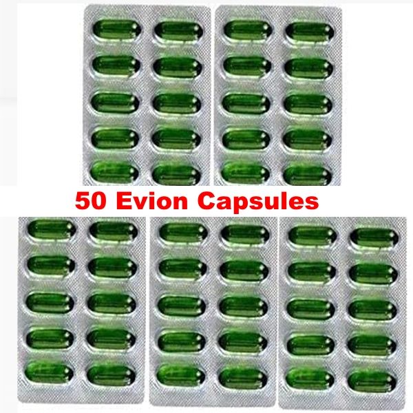 Evion Vitamin E 50  Capsules Skin Care Products  Nourishing and Strengthening Hair Supports Healthy Growth Reduces Hair Loss Enhances Shine Suitable for All Hair Types Essential Nutrient for Damaged Hair Premium Quality Supplement for Women and Men