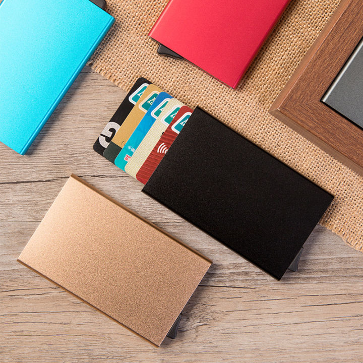 Rfid Smart Wallet Card Holder Metal Thin Slim Men Women Wallets Pop Up Minimalist Wallet Small Black Purse Vallet Walets for Men