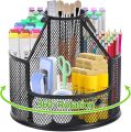 Rotating Desk Organizer, Metal Mesh Pen Organizer Pencil Holder Large Pen Holder for Desk Marker Organizer Cute Office, School, Home, Art Suppliers. 