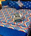 5 Pcs 100% Pure Cotton King Size Double Bedsheet With 2 Pillow Cover & 2 Cushion Cover. 