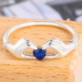 Trendy Heart Shape Mother Ring Jewelry Bule Stone Fashion Jewelry Ring For Women. 