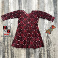 Sindhi Ajrak Traditional Dress Stitched Shirt Frock & Trouser crafted with Embroidery & Sequins for Girls by ZENZ Pakistani Traditional Wear Dress. 