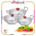 King Cook Baby Wok Karahi Set - Pack of 3 pcs | Premium Cookware Set with Lids | Trending Kitchen Essential. 