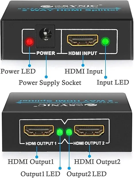 eSynic%204K/30HZ%20HDMI%20Splitter%202%20Way%20HDMI%20Splitter%201%20in%202%20out%20HDMI%20Splitter%20HDMI%201.4%20Hdcp%20Bypass%20Splitter%20HDMI%20Splitter%20Dual%20Monitor%20Supports%204K&%20Full%20HD%20for%20HDTV%20PS4%20Blu-ray%20Player%20Laptop%20Satellite%20etc%20a245%20splitterrrr%20b%20-%20Image%202