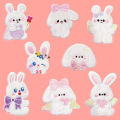 Self Adhesive Cartoon Fluffy Rabbit Patches Embroidered Cute Stickers for Scrapbook Phone Case Decoration DIY Clothes Badge. 
