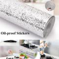 Waterproof Oil Proof Aluminum Foil Sticker Self Adhesive Wallpaper Kitchen Stove Wall Stickers. 