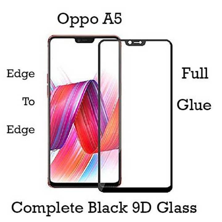 Oppo A5 Glass Protector 9D Tempered Glass For Oppo A5  - Black