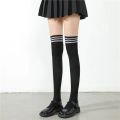 Solid Color Stocking Black White Long Stocks Over-the-calf Socks Lolita JK Cosplay Socks Women's Hosiery Thigh Stockings. 