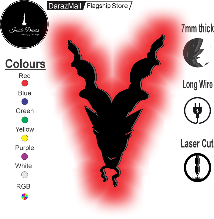 InsideDecors (ID) ISI 3D Markhor Logo LED Wall LED  Lamp/silhouette – Pak Army Pride Wall Decor, Gaming Room WALL LED Light, Pakistani National Symbol – Patriotic Night Light for Home & Office