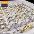 Stainless Steel Jewelry Great Wall Band Rings Tarnish Free Jewelry 18k Gold Plated Simple Wide Hollow Rings For Women. 