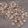 100Pcs Wood Flower Shape Unfinished Wooden Cutouts Craft DIY Decor. 