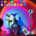 Remote Control Sunset Projection Lamp 16 Colors Changing Rainbow Sun Halo Led Atmosphere Night Light USB Powered for Celebrities  / _TikTok. 