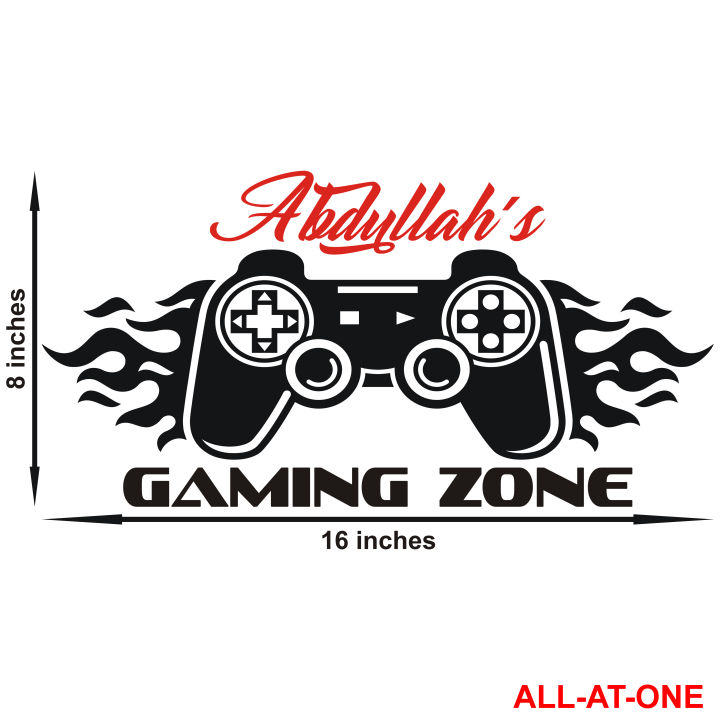 ALL-AT-ONE # 67 ("CUSTOMISED NAME FOR YOUR GAMING ROOM") Self-Adhesive Vinyl Waterproof Removable Art Sticker To Decorate Your Desired Bedroom, Computer Room, and Gaming Room and to Gift Your Friends and Relatives.