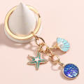 Cute Keychain Shell Starfish Conch Mermaid Fish Scale Key Ring Sea Key Chains Summer Gifts For Women Men DIY Handmade Jewelry. 