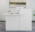 Reception Desk with Counter Drawers & Storage Shelves, Oval-Shaped Reception Counter Table for Salon Reception Room Checkout Office Entryway Welcome table Reception Desk(Customized). 