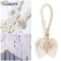 Decorative Curtain Strap Bohemian Style Leaf Tassel Curtain Tiebacks Set of 2 Farmhouse Decor for Bedroom Draperies Wooden Bead Braided Holdbacks for Curtains Hand-woven Curtain Tiebacks. 
