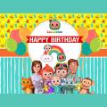 Cocomelon Backdrop for Birthday Theme, Happy Birthday Party Decoration for Boys and Girls. 