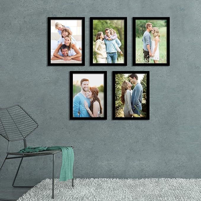 Photo Frame set of 5 Black Photo Frames for Home and Office decoration (Photo Size 8 x 12 Inches)