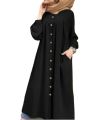Short Coat Abaya front open buttons  Long Sleeve Shirt Dress Casual Pocket Robe Abayas For Women Open Abaya. 
