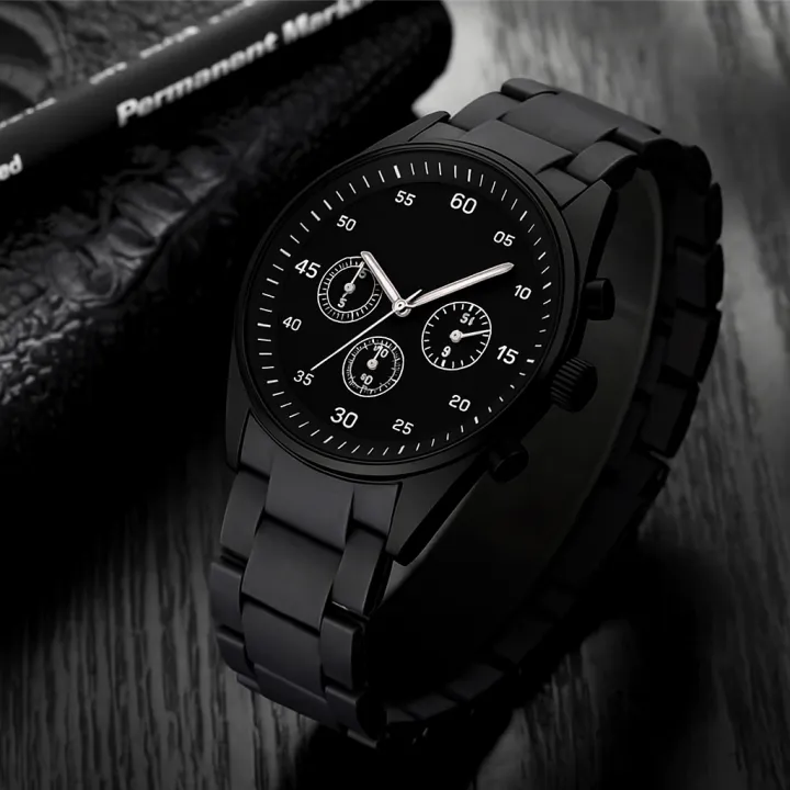 Branded Matt Chain Watch for Men – Black Matte Chain, Round Dial ...