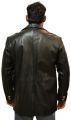 Men's Black Genuine Leather Coat - Long Notched Collar, Button Closure, Elegant Design with Front Pockets | Perfect for Formal & Casual Wear. 