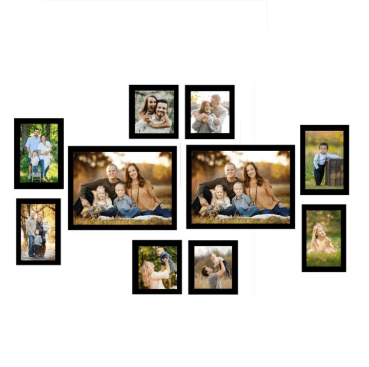 Collage Wall Photo Frame Set of 9 (1 Units of 8 X 10, 4 Units of 5 X 5,2 Unit of 5 X 7, 2 Units of 4 X 6) Inches