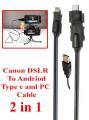 Combo Pack - 2 in 1 For Mobile Android Type C And PC Canon DSLR Camera Data Cable Also Works With MP3 MP4 V3 550D 500D 600D 650D 700D 750D 760D 77D 800D 70D 60D 50D 5D 7D 6D 80D 7MKII 1000D 1200D 1100D 1200D 1300D 4000D 1500D 3000D. 