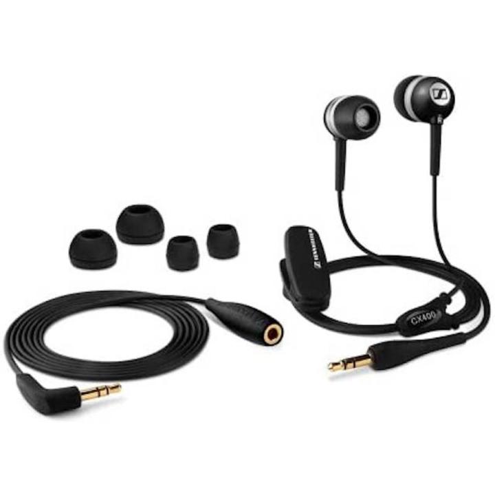 Sennheiser CX 400 Lightweight In-Ear Stereo Headphone Noise Isolating with extension cable (1m) (Black)