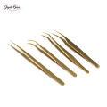 Killer Bzzo Professional Gold Tweezers Lash Extension Volume Eyelash Tweezers Bulk For Makeup Tools Lashes Accessories. 