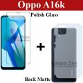Combo Deal Oppo A16K Tempered Carbon Fiber Matte Soft Skin Glass Protector And Back Protector. 