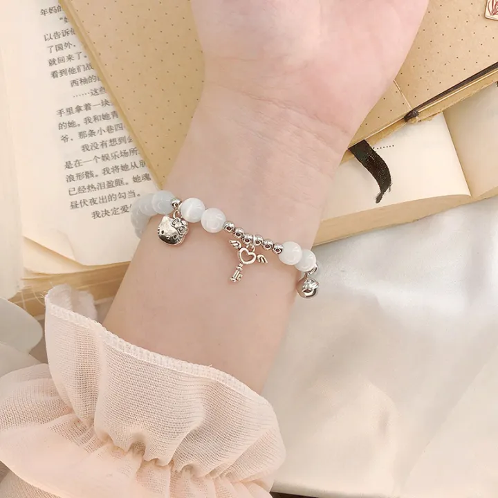 Cartoon%20Kawaii%20Sanrio%20Hello%20Kitty%20Beaded%20Bracelets%20Cute%20Bell%20Heart%20Shaped%20Pendant%20Bracelet%20Fashion%20Sweet%20Girl%20Friendship%20Gift%20Qoddess%20-%20Image%203