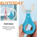 baby U Shape Silicon Toothbrush for kids, Portable Hand-Held Shaped Infant Soft Bristle 360 Degrees Mouthpiece tooth brush for toddlers. 