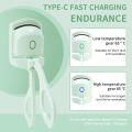 Green Eyelash Curler Portable Electric Heated Perm Comb USB Rechargeable Long Lasting Eyelashes Thermal Curler Makeup Tools. 