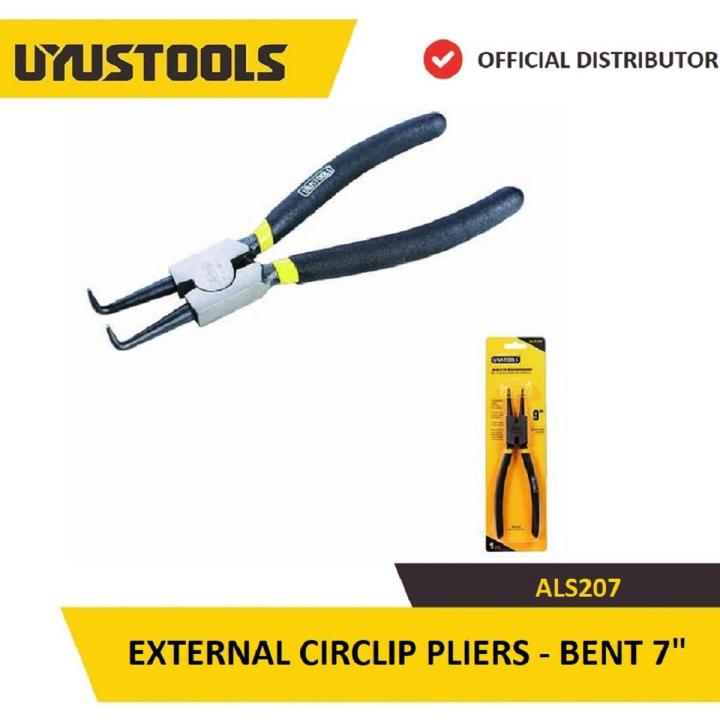 UYUSTOOLS ALS207 EXTERNAL CIRCLIP PLIERS - BENT 7 INCH