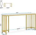 Console table Gold Long Console Table, 70.9 Inch Extra Long Sofa Table, Modern Narrow Entryway Table Skinny Table Behind Sofa Couch for Living Room, White Marble Effect Sheet Customizable available. 