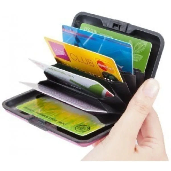 security card wallet Men Aluminum  Card Holder Blocking Hard Case Wallet Solid Credit Anti-RFID Scanning Protect Holder Business Office School